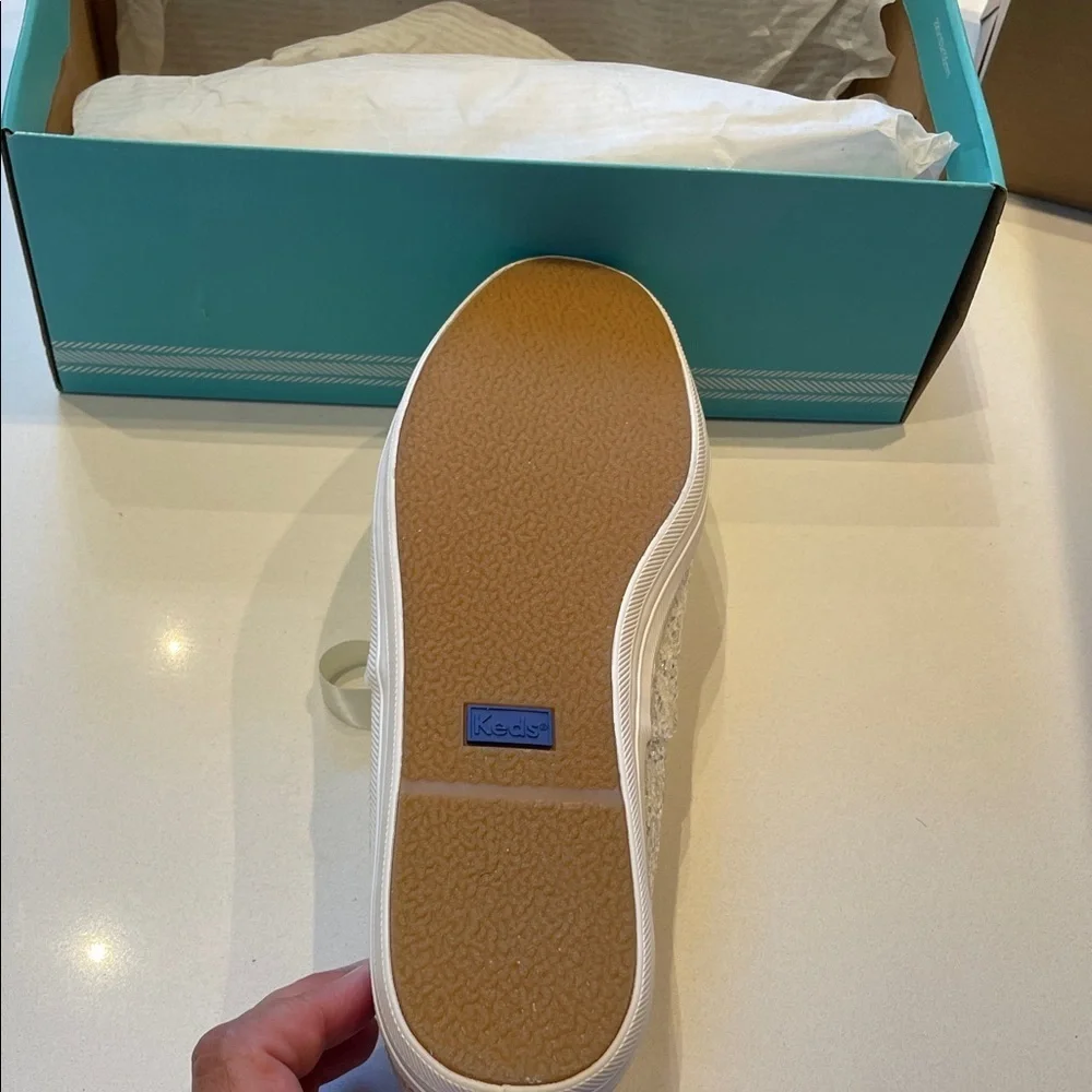 🆕 Keds & Kate Spade New York Champion Glitter Sneakers, Bridal, Cream, Size 10